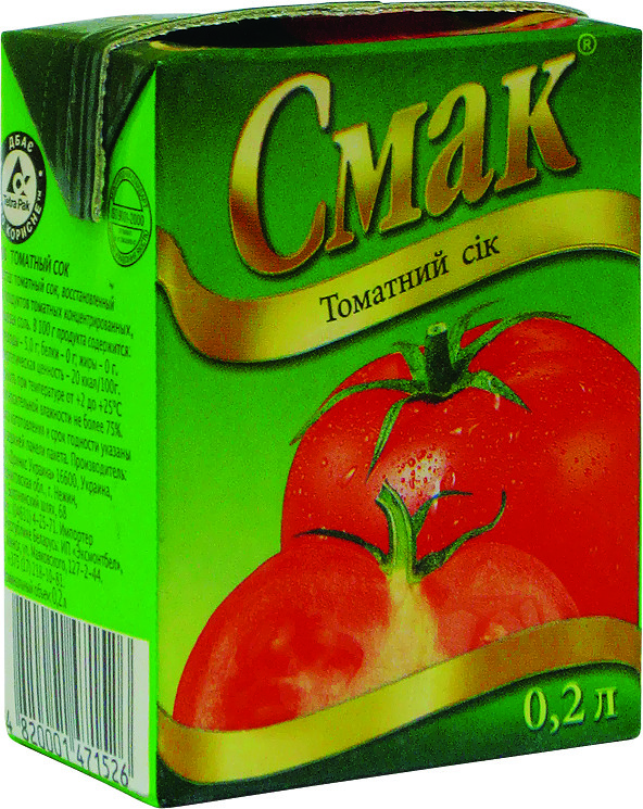 Сiк Смак Томатний 0.2 л